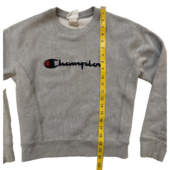 Champion Sweatshirt Womens XS Gray Reverse Weave Embroidered Script Logo Fleece - Picture 7 of 8